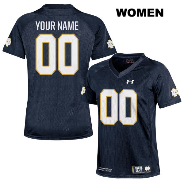 Women's NCAA Notre Dame Fighting Irish #00 Custom Stitched College Under Armour Authentic Navy Football Jersey EI10N75ZV